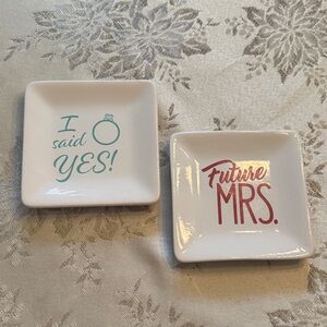 Set of 2 Bridal Trinket Dishes - "I Said Yes" & "Future Mrs."